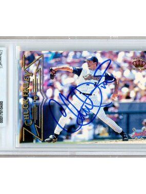 Chuck Finley Signed 1998 Pacific Crown Collection #7 Angels Beckett BAS Slab